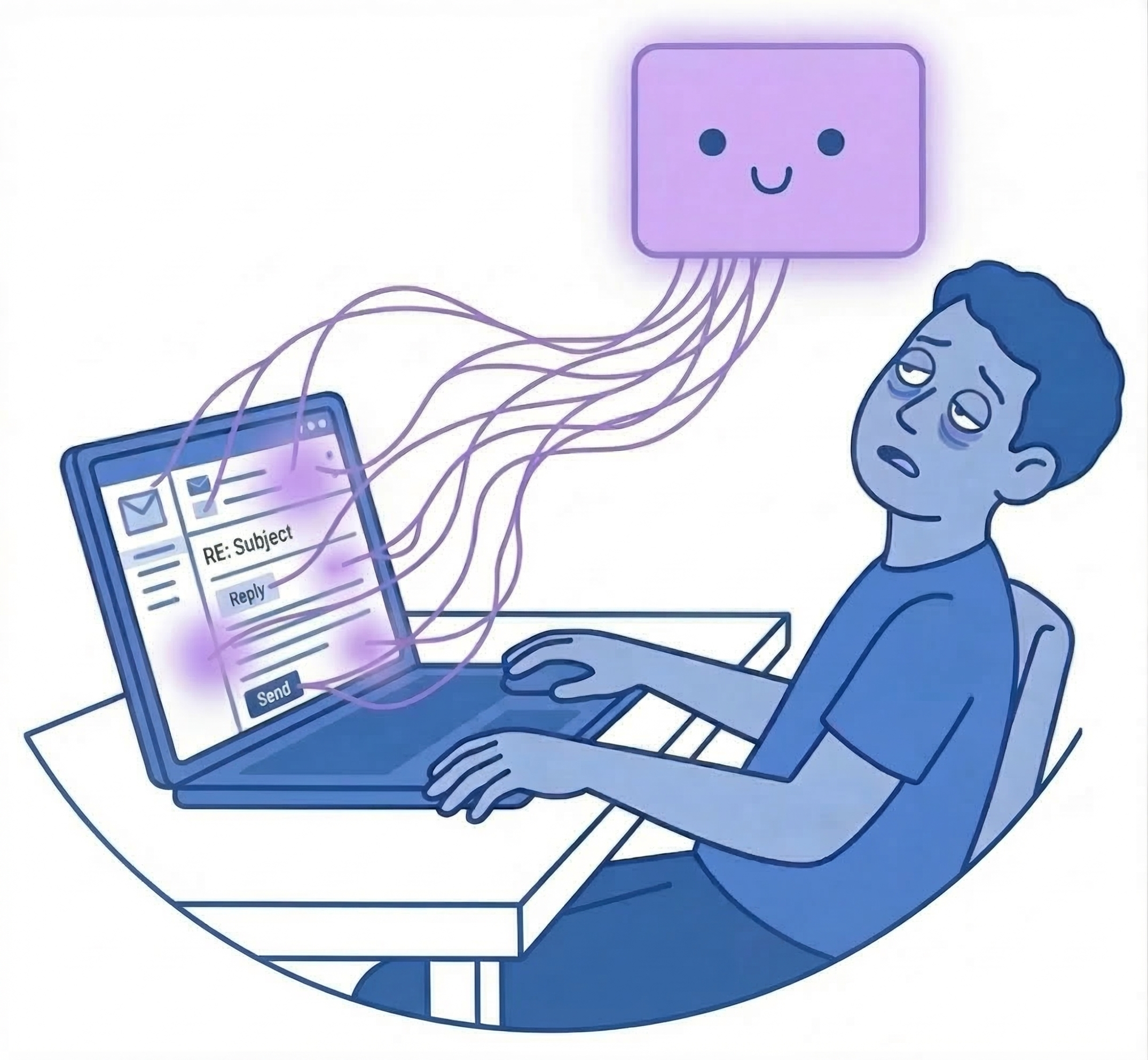 illustration of student using laptop